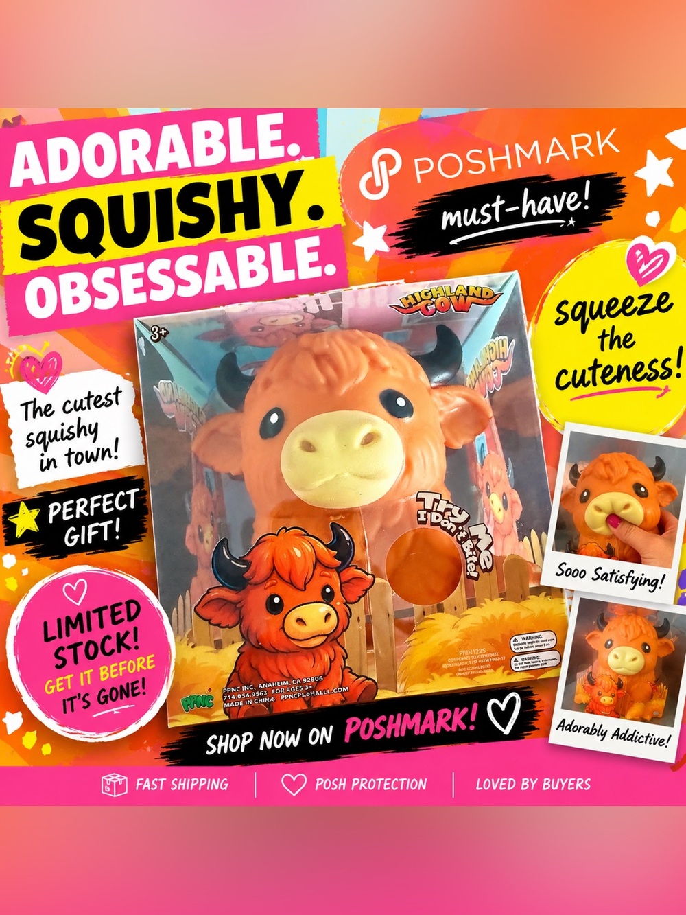 🐮✨ NIB Sealed Highland Cow Squishy 🔥FIVE BELOW* VIRAL